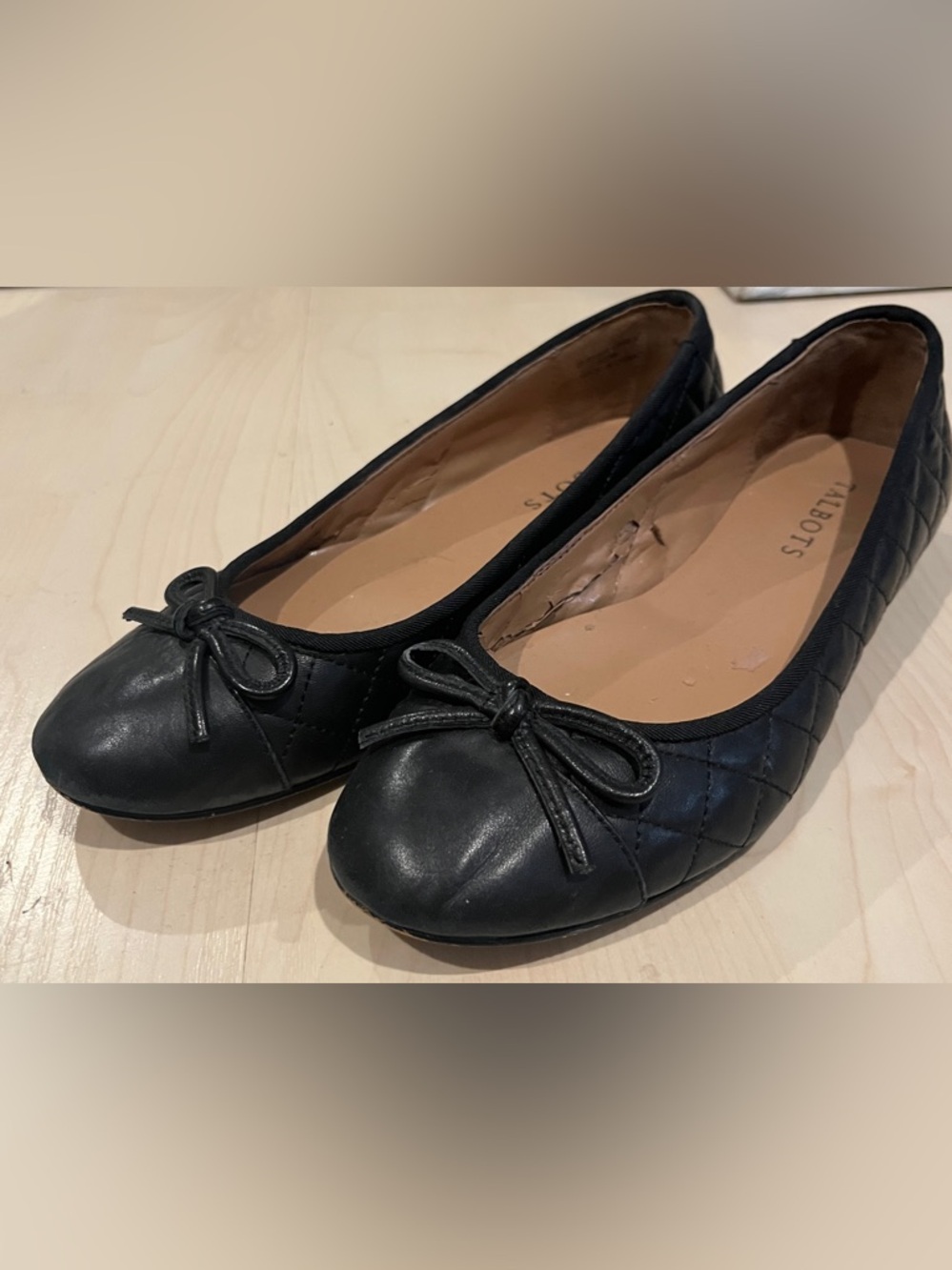 Talbots Black Quilted Bow Flats - Women